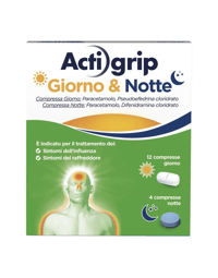 Actigrip Giorno e Notte Per Raffreddore Febbre e Influenza 12+4 Compresse 