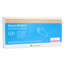 Marque Verte Pro Gant Examen Ambidextre Nitrile Non Poudrés Taille S 100 unités