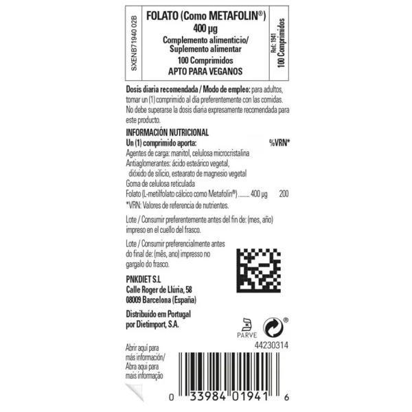 Solgar Folat Metafolin 400 µg 100 Tabletten