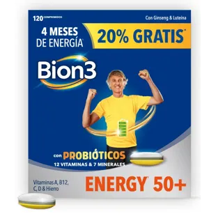 Bion3 Energy 50+ Probiotics, 12 Vitamins and 7 Minerals 120 Tablets