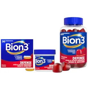Bion3 Defense with Probiotics, Vitamins C, D and Zinc 30 Tablets + Probiotics, Vitamins C, B3 and Zinc 60 Gummies