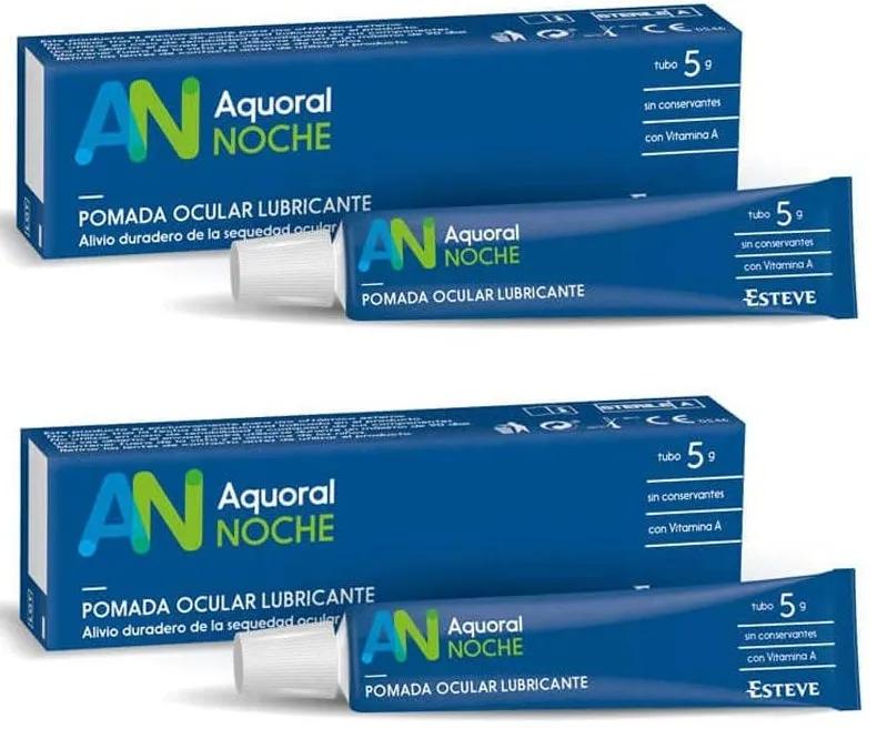 Aquoral Nuit Pommade Oculaire Sèche 2x5 gr