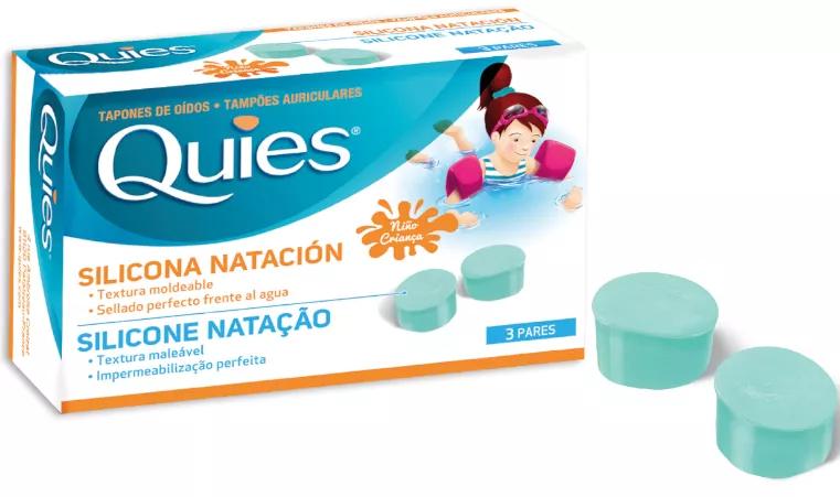 Quies Bouchons d'Oreilles en Silicone Natation Enfants 3 Paires (6 unités)