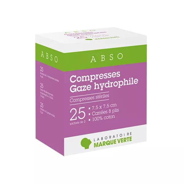 Marque Verte Compresas Estériles Gasa Hidrófila 7,5cm x 7,5cm 25 sobres de 2 compresas 