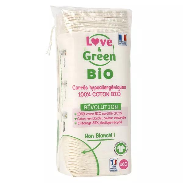 Love & Green Baby Higiene Cuadrado Algodón Orgánico 60 unidades