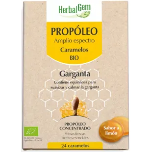 HerbalGem Propolis Organic Lemon Throat Candies 24 units