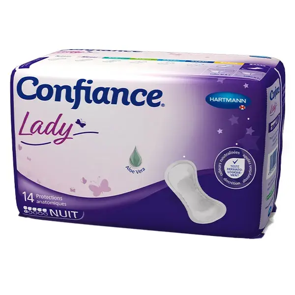 Hartmann Confiance Lady Nuit Protections Anatomiques à l'Aloe Vera 6 Gouttes 14 unités