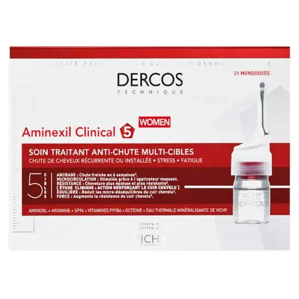 Vichy Dercos Aminexil Clinical 5 Anti-Hair Loss Treatment Women 21 Single Doses