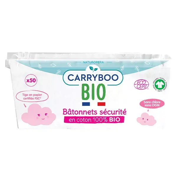 Carryboo Cotton Fioc Sécurité Bio 50 bastoncini