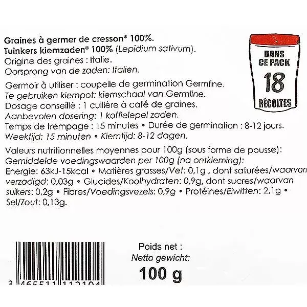 Germline Graines à Germer Cresson Bio 100g