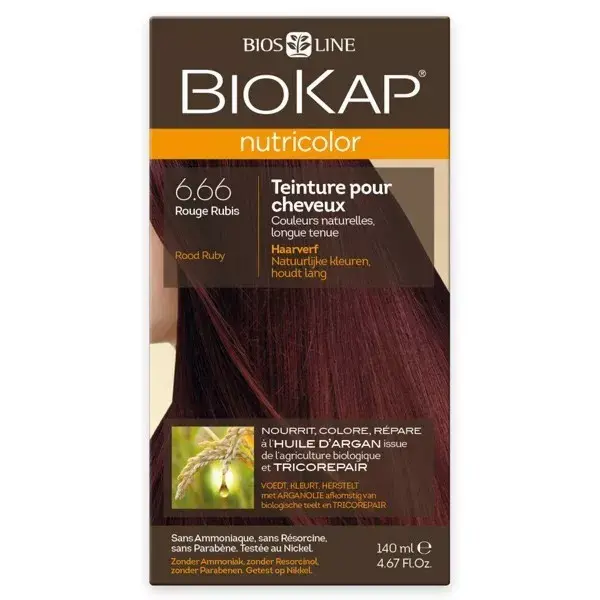 Biokap Nutricolor Teinture pour Cheveux 6.66 Rouge Rubis 140ml