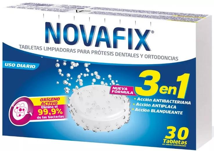 Novafix Comprimidos de Limpeza Antibacteriana Tripla Ação 30 Comprimidos