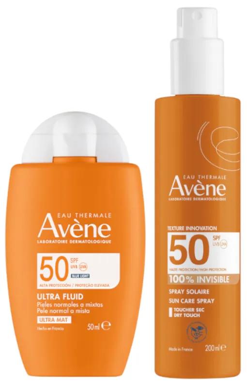 Avène Solaire Fluide Invisible Ultra Mat SPF50+ 50 ml + Spray 200 ml