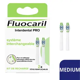 Fluocaril Brosse à Dents PRO Medium Têtes Remplaçables Interdental 2 unités