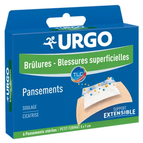 Urgo First Aid Burns Superficial Wounds Sterile Dressing 5 x 7cm 6 units