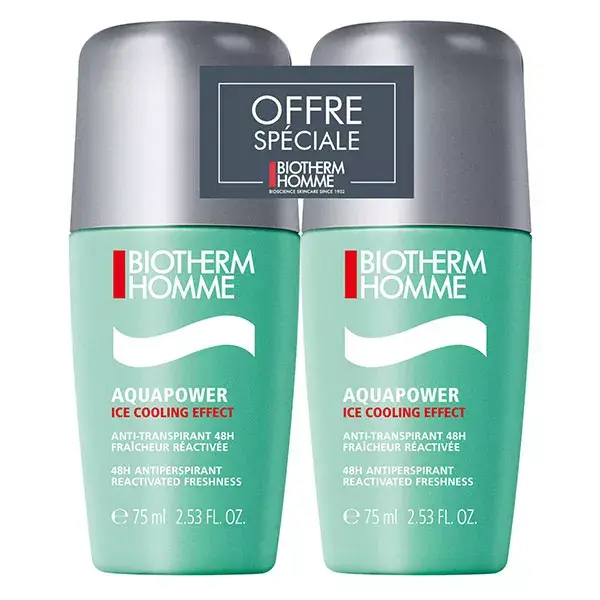 Biotherm Homme Aquapower Deodorante Roll-On Lotto di 2 x 75ml
