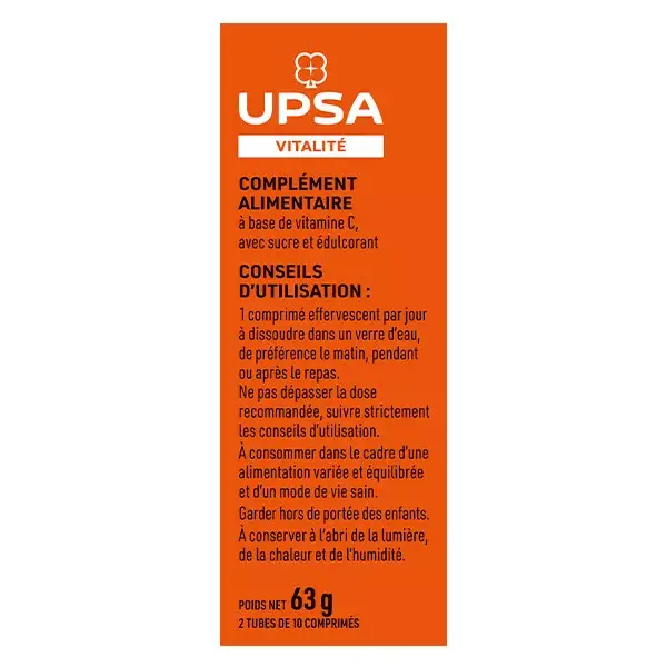 UPSA Lot Promo Vitamine C 1000mg 2 x 20 comprimés effervescents
