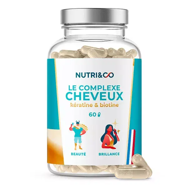 Nutri&Co Complexe Cheveux Kératine & Biotine Ongles et Cheveux 60 gélules