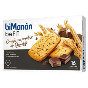 Bimanán Be Fit Galletas Cereales con Pepitas Chocolate 16 Uds