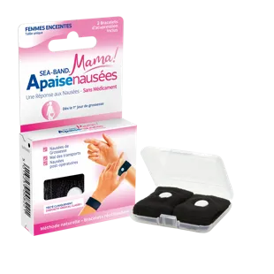 Sea-Band Mamma in Gravidanza Braccialetto Anti-Nausea Nero 2 Unità