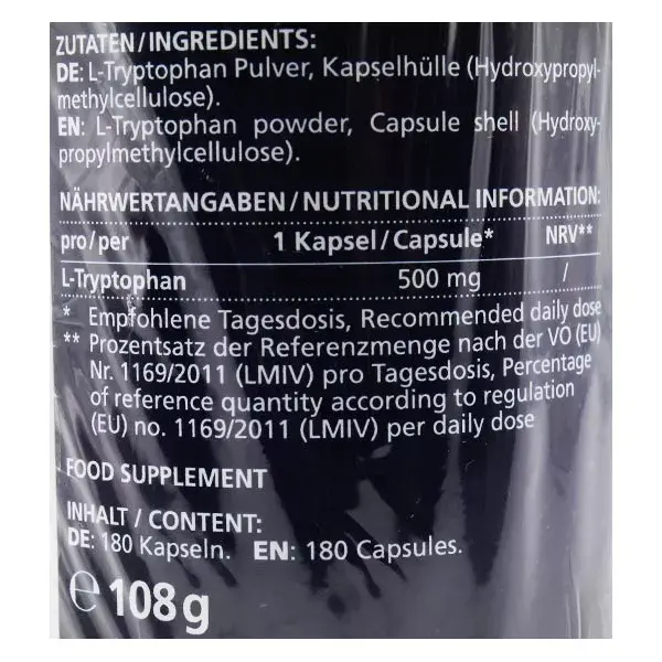 Vitamaze L-Tryptophane 500mg 180 capsules