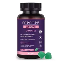 Manhaé Coupe Faim Gummies sans Sucres Satiété, Perte de Poids 60 Gummies