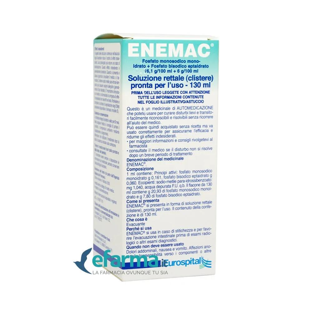 Enemac Soluzione Rettale Clistere 6,1 g/100 ml+ 6 g/100 ml Monodose 130 ml