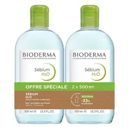 Bioderma Sébium H2O Solution Micellaire Peaux Mixtes à Grasses Lot de 2 x 500ml