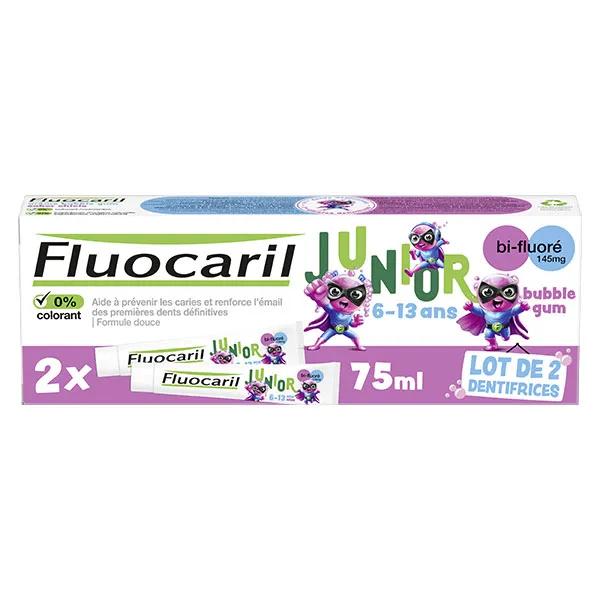 Fluocaril Junior 6-12 años Pasta de Dientes Bubble Gel Pack de 2 x 75ml