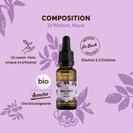 Biofloral Fleur De Bach 33 Walnut Noyer Compte Gouttes Bio Demeter 20 ml