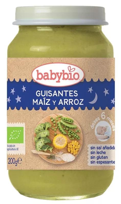 Babybio Tarrito Buenas Noches Guisantes, Maíz y Arroz 200 gr