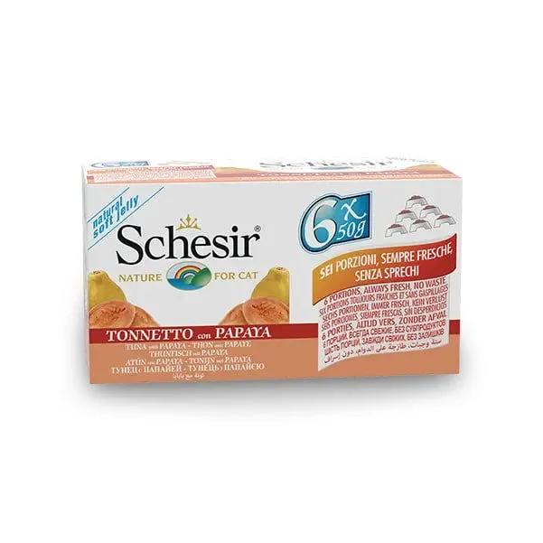 Schesir Multipack Lattina Tonnetto Con Papaya Cibo Umido Gatto Adulto 6X50G