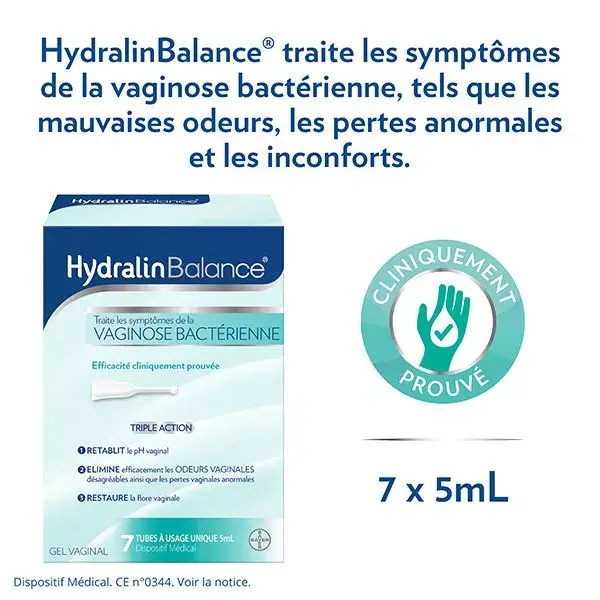 Hydralin Balance Gel Vaginal Contre Vaginose Bactérienne Triple Action Lot de 2 x 7 tubes