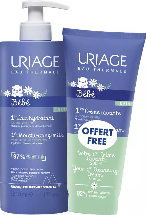 Uriage Baby Hydraterende Melk 500 ml + Reinigingscrème 200 ml