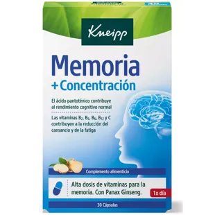 Kneipp Memória e Concentração, Vitaminas e Ginseng 30 Cápsulas