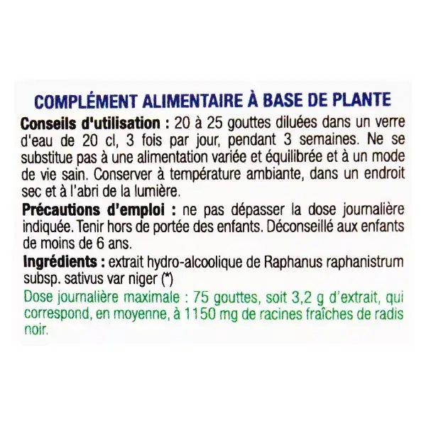 Ladrôme Extraits de Plantes Fraîches Radis Noir Bio 50ml