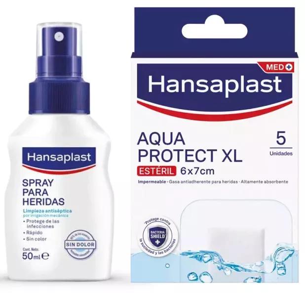 Hansaplast Spray Feridas 50 ml + Pensos Aqua Protect XL 6x7cm 5 unidades