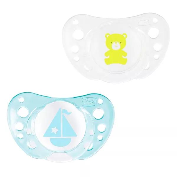 Chicco Physio Forma Air Ciuccio Silicone +0m Aereo Orso Lotto di 2 + Scatola di Sterilizzazione 