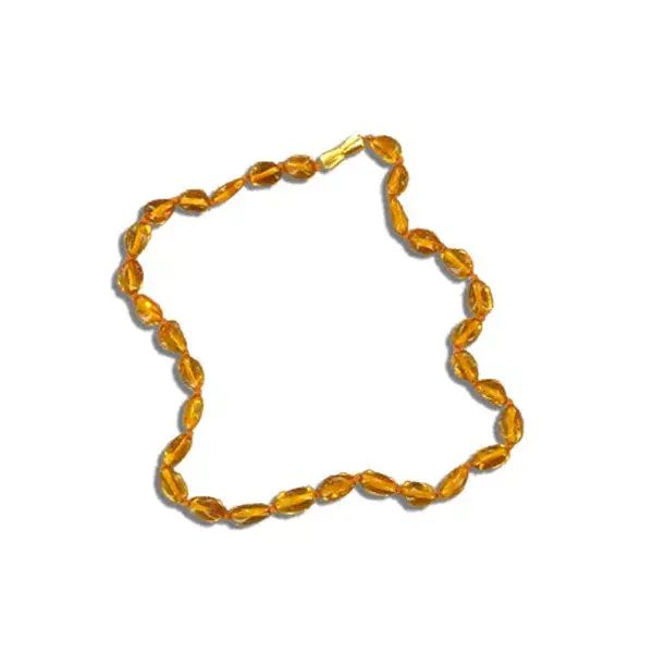 Nildor Baby Amber Necklace Golden Olive Pearls 33cm ref A200