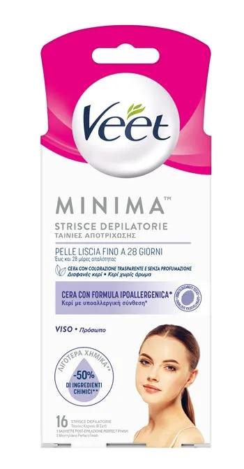 Veet Minima Strisce Depilatorie Viso 16 Pezzi