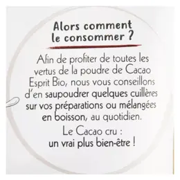 Esprit Bio Poudres et Graines Cacao Cru en Poudre Bio 150g