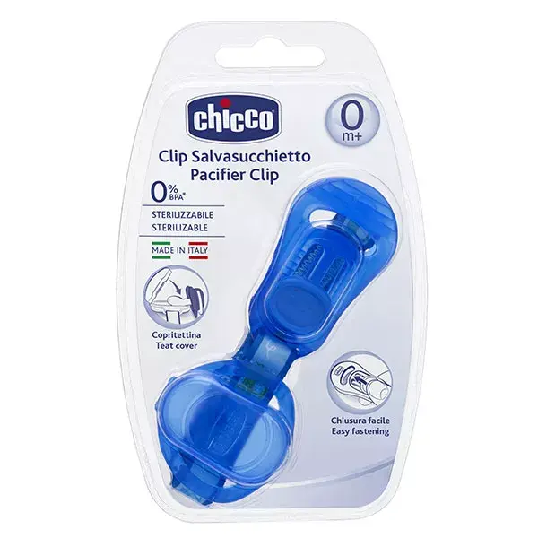Chicco Pacifier Accessories Pacifier Clip Ribbon with Pacifier Cover Blue