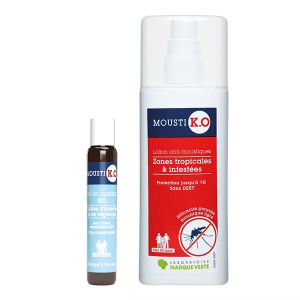 Mousti K.O duo Lozione anti-zanzare Zone Tropicali + roll-on Lenitivo bio
