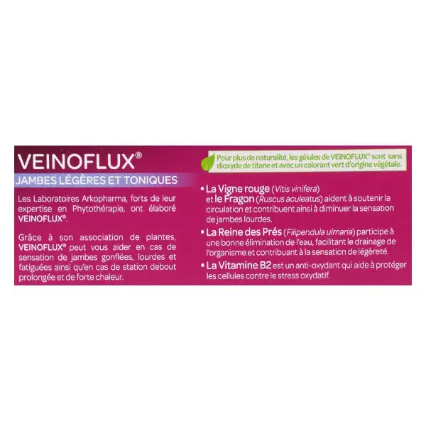 Arkopharma Veinoflux Jambes Légères Circulation Vigne Rouge 60 gélules