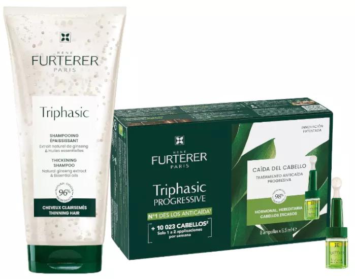 René Furterer Triphasic Progressive 8 Ampoules + Shampoo 200 ml