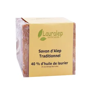 Lauralep Sapone d'Aleppo Tradizionale 40% d'Olio di Alloro 200g