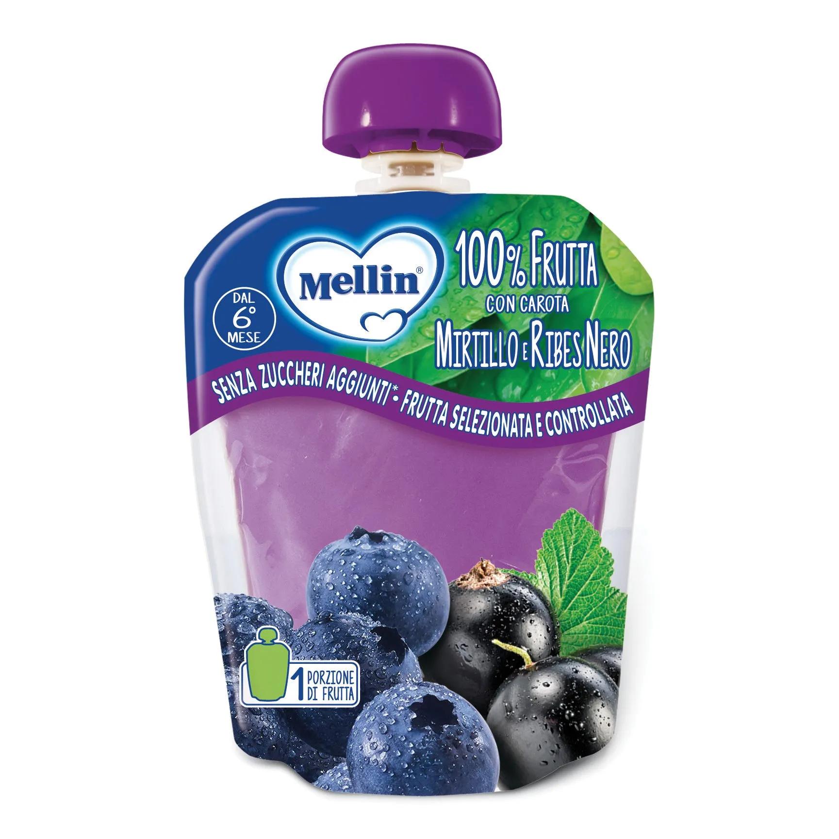 Mellin Pouch 100% Frutta con Mirtillo e Ribes Nero 90G