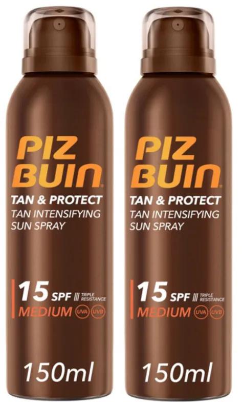 Spray Solaire Intensifiant Bronzage &amp; Protection Piz Buin SPF 15 2x150 ml