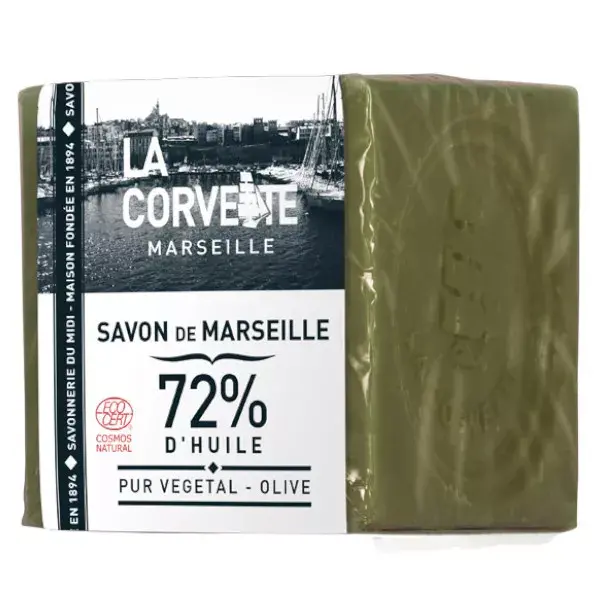 La Corvette Marseille Cube de Savon de Marseille Olive Filmé 300g