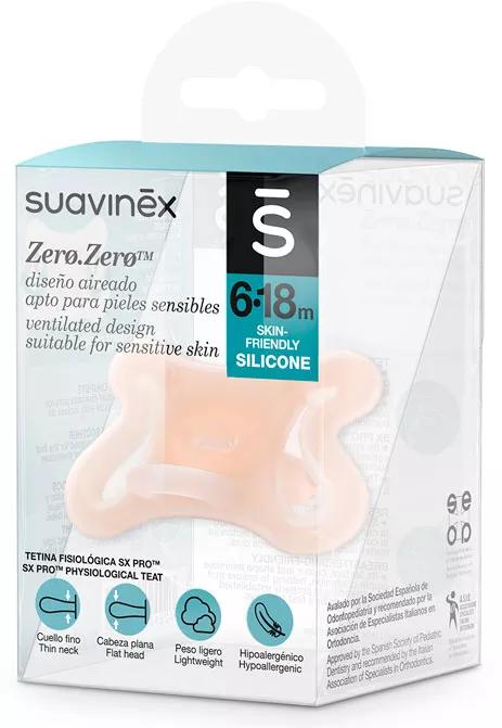 Suavinex Zero Zero Schnuller mit physiologischer Silikonnippel SX Pro 6-18m